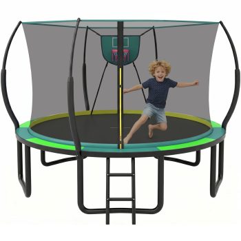 12Ft Trampoline for Kids and Adults, Segmart Outdoor Trampoline with Fiberglass Rods, Recreational Trampoline with Smart Zipper System, 800lbs Weight Capacity Trampoline for Backyard Garden Patio