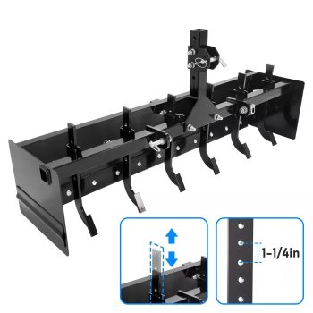 Kojem 55" Three Point Box Scraper Compatible with CAT-0 Tractor Leveling Grading Landscaping Adjustable Black Steel
