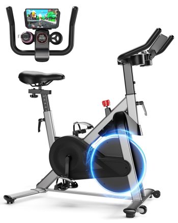 JCYTTCC Exercise Bike, Stationary Bikes for Home with Brake Pad, Low Noise Bike with 300LBS Weight Capacity, Indoor Cycling for Home Gym with Pad Mount LCD Monitor and Cup Holder