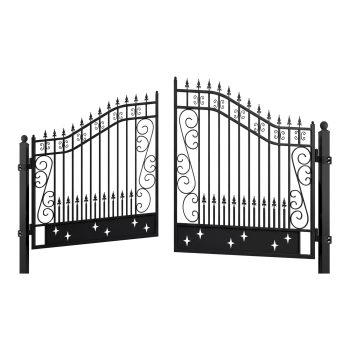 Chery Industrial 14Ft Dual Swing Iron Gate with Post, Star Design for Driveway and Outdoor Security