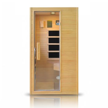 Far Infrared 1 Person Hemlock Wood Sauna 110V Indoor Home Spa with Bluetooth(Side-opening)