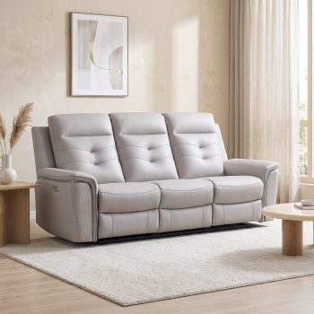 Bonzy Home Light Gray Power Recliner Sofa Set, Electric Reclining Couch, Transitional Sofa with USB Ports for Living Room