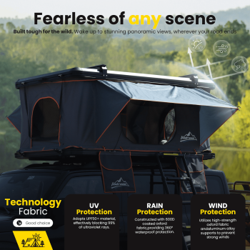 Jiadrooe Hard Shell Roof Top Tent with Adjustable Crossbars, 4-Season Waterproof Pop-up Tent with Detachable Thermal Insulation Liner, Anti-Condensation Mat & USB Power Hub for Trucks, SUVs, Vans