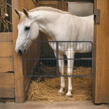 Steel Horse Stall Gate, Two-Way Swing Farm Gate with Reinforced Crossbars, 48"x24" for Animal Containment
