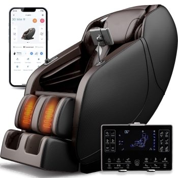 iBooMas 4D SL Track Full Body Massage Chair 3-Stage Zero Gravity Massage Chairs and Recliners with Heating, Bluetooth, Voice Prompts & App Control, Brown