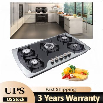 SENDERPICK 35" 5 Burners Gas Stove Built-In Gas Cooktop Stainless Steel Natural Gas Propane