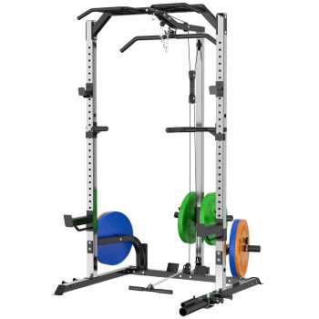 Lmdex Power Cage Power Rack with LAT Pulldown Workout Cage Dip Handles Cable Pulley SystemSquat Rack for Home Gym