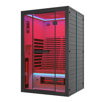 SOBREMESA 2-Person Full-Spectrum Infrared Sauna for Home, Indoor Dry Sauna with Adjustable Backrest and 7-Color Light Strips, Canadian Hemlock, Black, 120V