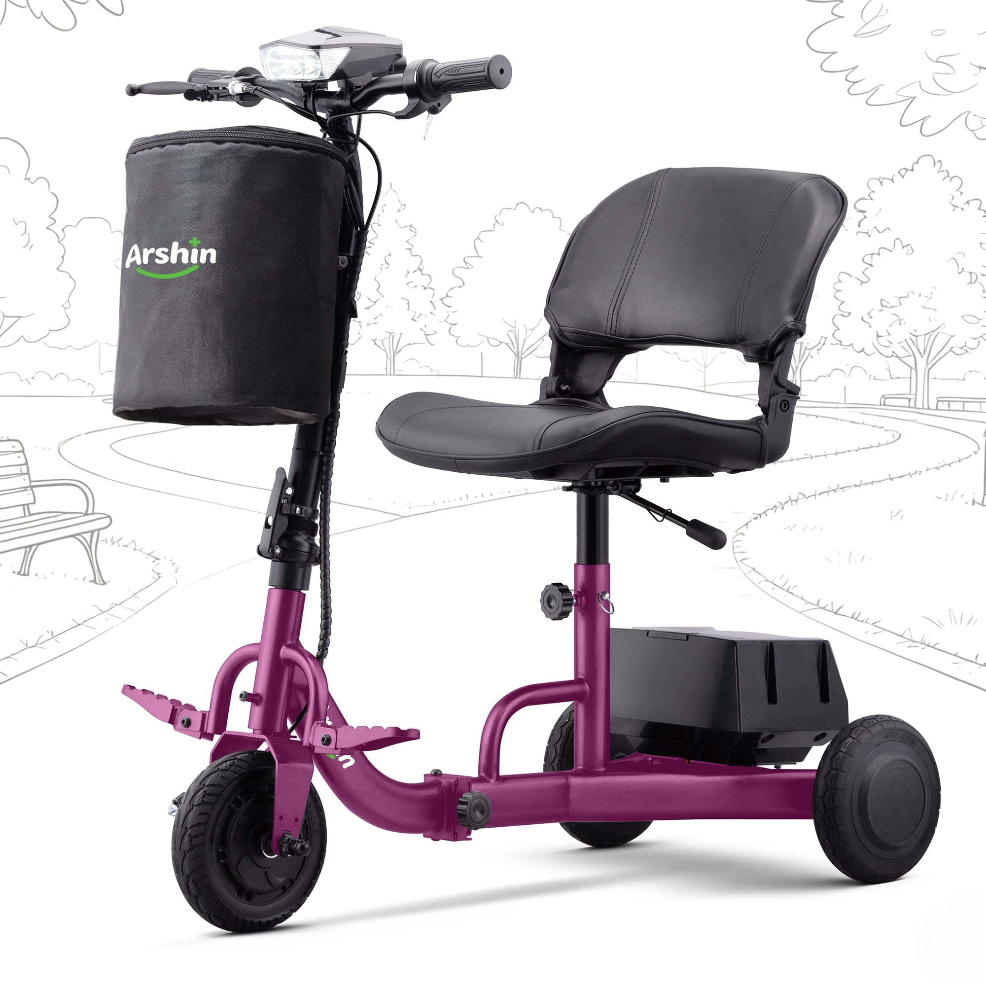Ultra-Lightweight Foldable Mobility Scooters for Seniors & Adults,All Terrain Mobility Scooter with 300lbs,Sunderwell Electric Wheelchair Strong Device for Travel,2 Batteries,Variable Speed()