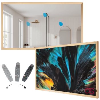 43-Inch Smart Mirror TV – Gold Aluminum Art Frame –4K UHD Waterproof Display, Elegant Two-in-One TV and Mirror for Bathroom, Home or Commercial Use
