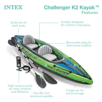 Intex Challenger K2 -Person Inflatable Kayak and Accessory Kit Oars & Pump