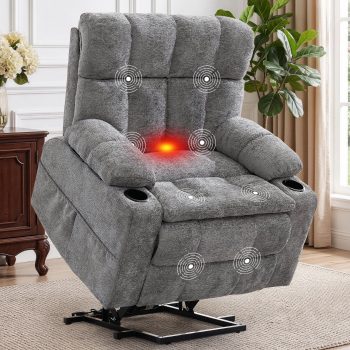 Korser Oversized Dual Motor Power Lift Recliner for Elderly with Adjustable Headrest,Massage Recliner Chair with USB Ports & Type C Electric Lift Chair with Storebox Cupholder for Living Room