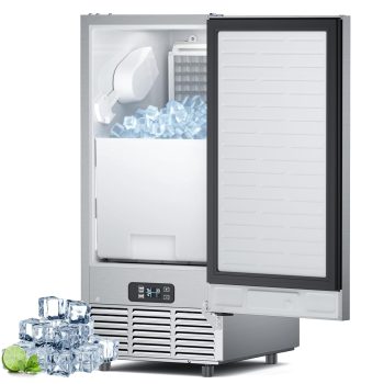Ecojoy Commercial Under Counter Ice Maker Machine, 90 lb./Day Auto-Cleaning Stainless Steel Built-in Freestanding