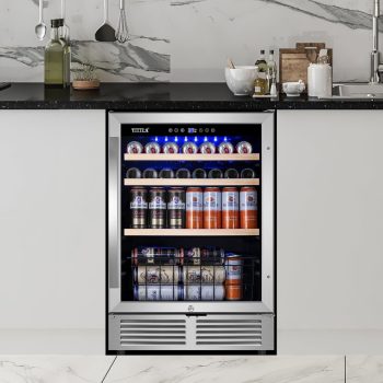 Tittla 24'' Beverage Refrigerator Cooler,180 Cans,Built in,37°-65°F, Low Noise Energy Saving for Beer and Soda or Fruit