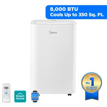 Midea 8,000 BTU SmartCool Portable Air Conditioner, For spaces up to 350 Sq. Ft, White, MAP08S1XWT-S