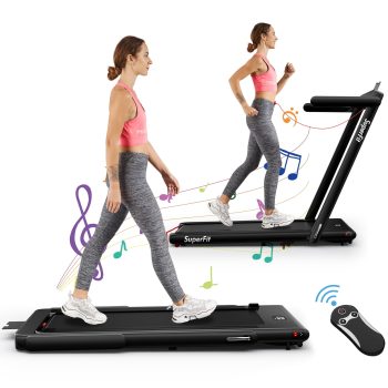 Costway Up To 7.5MPH 2.25HP 2 in 1 Single Display Screen Treadmill Remote Control W/ APP Control Speaker