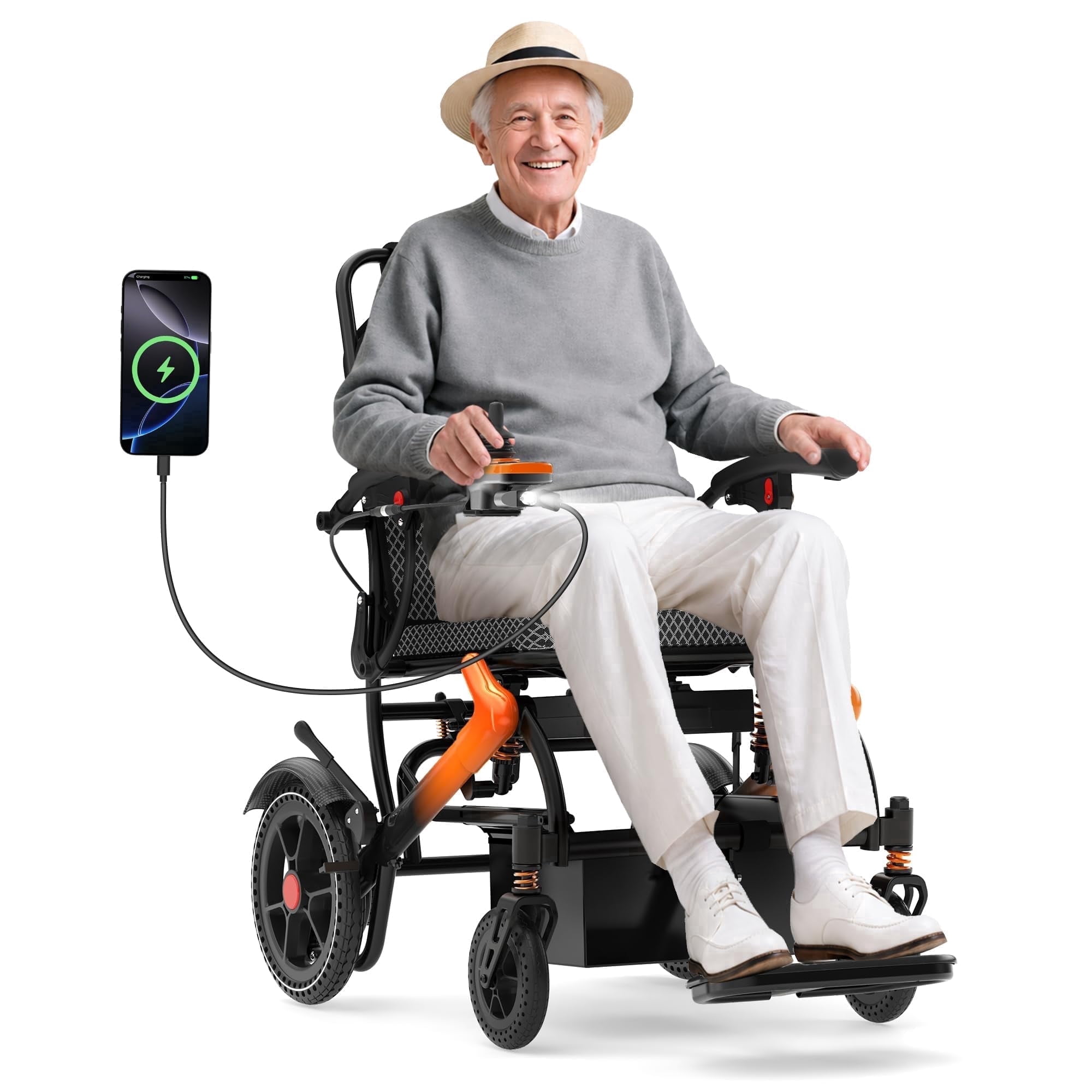 Biqissi Electric Wheelchair for Adults, 36LB Lightweight Motorized Wheelchair for Seniors, Airline Approval, 15 MI