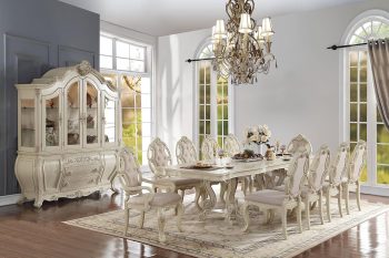 ACME Furniture 11-Piece Formal Dining Table Set with 1 Extendable Table, 8 Side Chairs and 2 Arm Chairs, Finish, Kitchen Furniture Set for 10