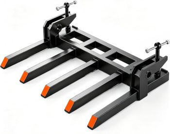 48" Clamp-On Pallet Forks for Tractor Bucket, 5 Tine Heavy Duty 2500 LBS Capacity Quick Attach Loader Bucket Fork for Skid Steer