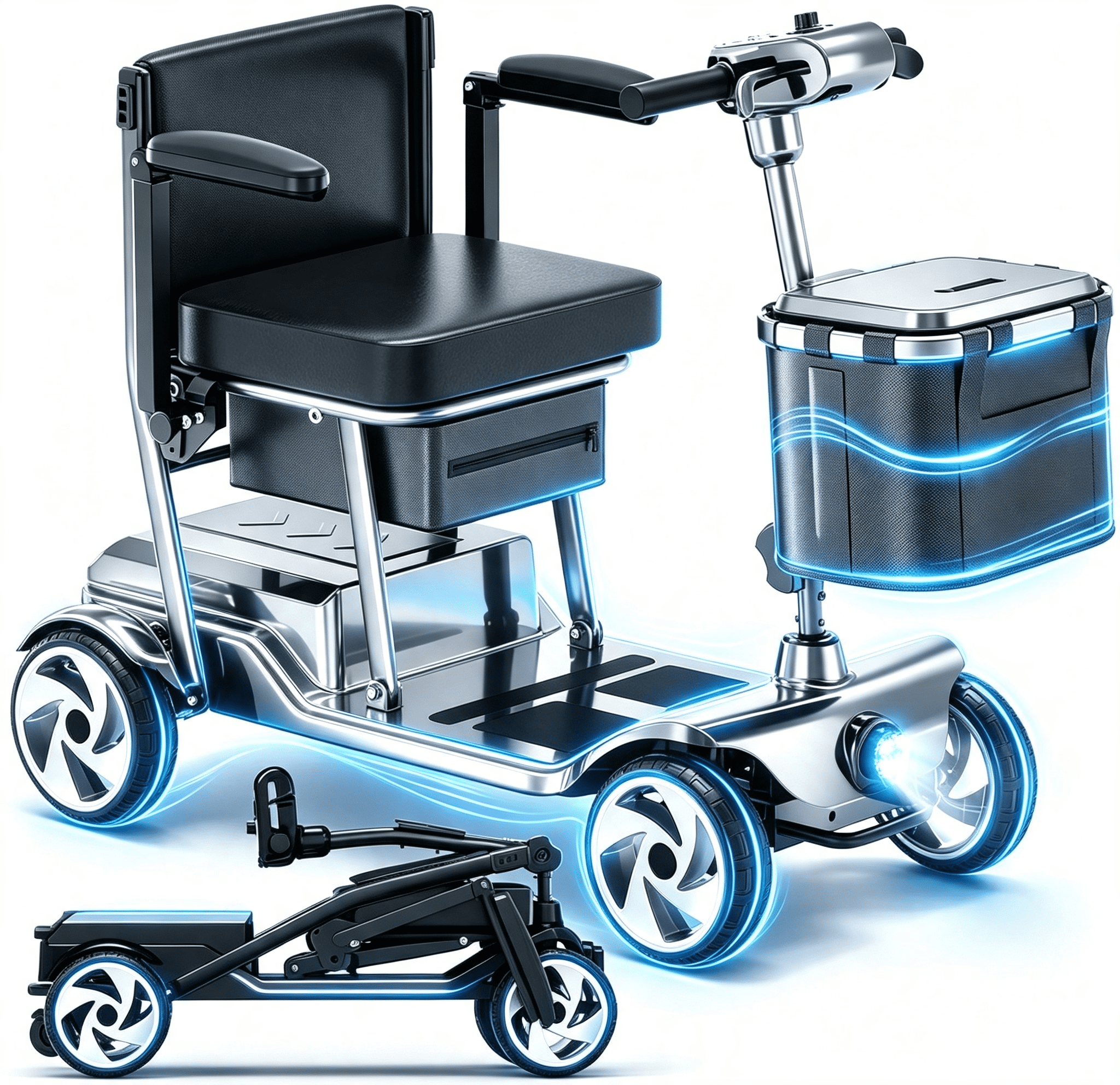 Mobility Scooters for Seniors,49 Lbs Lightweight Mobility Scooter,Upgraded Removable Battery,silver