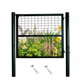 Heavy Duty Metal Fence Gate, 42x59 Inch Anti-Rust Garden Gate for Yard, Pool, Farm - Easy Installation with Lockable Design, Pet & Kid SafeGreen