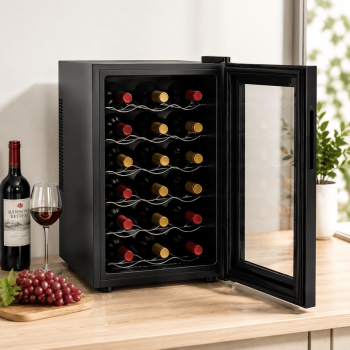 18-Bottle Wine Cooler, Chiller Counter Top with Smart Touch Panel & LED Light, 38dB Whisper Quiet Freestanding Refrigerator with 360 Air Circulation for Home.