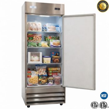 29'' Commercial Upright Freezer, Stainless Steel, Bottom Mount, Single Door, ETL & NSF Certified, -8F to 0F Temperature Range