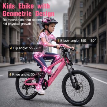 RUNDEER Ebike for Kids, 20" Electric Bike for Girls Age 6+, 250W/ 20mph,UL 2849 by TÜV, 36V/10AH Battery, ebike