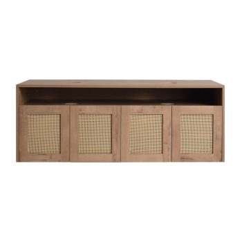 TICOZE 48 Inch Wall Mounted Bathroom Cabinets Vanity Cabinet with Four Soft Close Doors Bathroom Vanity in Imitative Oak Plywood Melamine No Sink Included