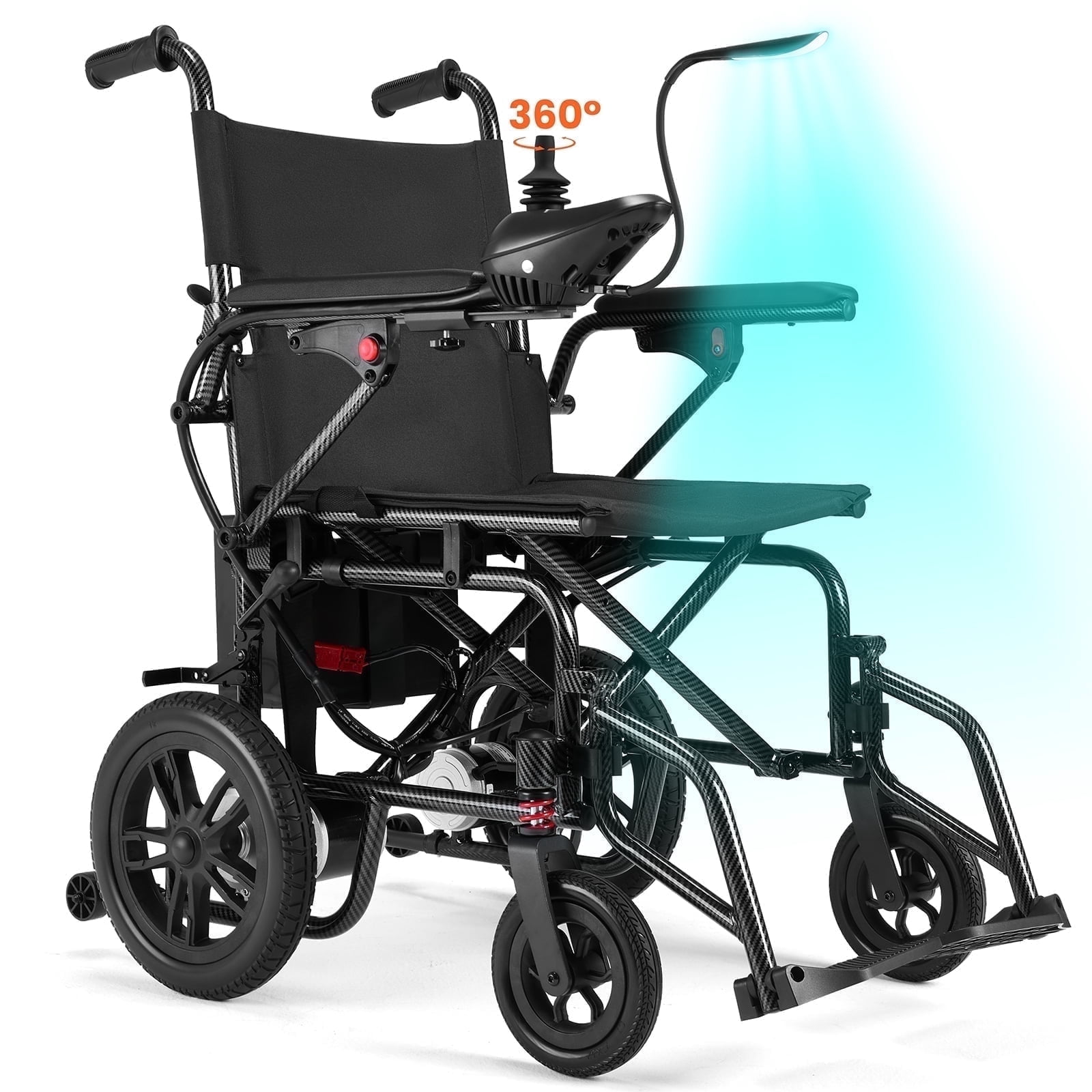 Arshin Electric Wheelchair Lightweight Foldable,20+ Miles Electric Wheelchairs for Adults,360°Joystick Motorized Wheelchair,286+ lbs Capacity