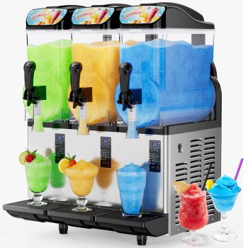 Slushie Machine Commercial, 4Gal3 Tanks Frozen Drink Machine, 110V Stainless Steel Margarita Slushie Maker for Restaurant Bar Home Party Cocktail Alcohol Beverage Wine, 12Gal/45L