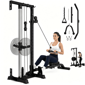 FORGEMUS Cable Crossover Machine with 16 Positions, Wall Mounted Lat Pulldown & Functional Trainer for Home Gym, Space Saving Pulley Tower
