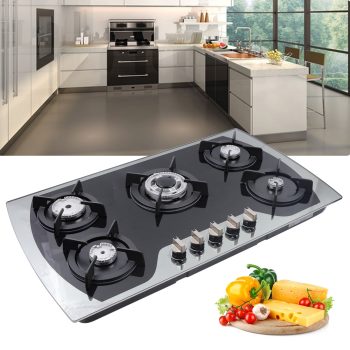 36 inch Gas Cooktop Built-In 5 Burners Stainless Steel Gas Stove NG/LPG Gas Hob 35.4*20.1*2.4in for Domestic or Commercial Cooking in Homes or Restaurants