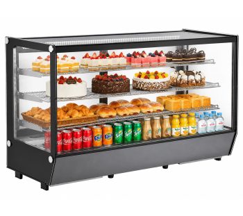 60 in. 8 cu. ft. Refrigerated Countertop Bakery Display Case, Commercial Cake Showcase Refrigerator, Black