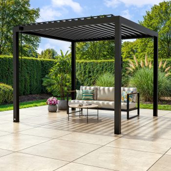 Backyard Discovery Sarasota 10'x10' Galvanized Steel Louvered Pergola Kit, Adjustable Roof