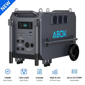 ABOK Ark7200 7200W Portable Power Station, 9792Wh LiFePO4 Solar Generator, 120V/240V Split-Phase Backup Power for Home, RV, Jobsite & Off-Grid Use