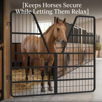 Horse Stall Gate,52in x 42in Steel Stall Guards,V-Shape Horse Fence Gates,Heavy Duty Stable Door With Rust-Proof Coating For Horse Barn Equine Breeding Farm