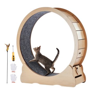 LANKANG Large Indoor Cat Exercise Wheel Silent Pet Running Treadmill Wheel for All Size Cats Up To 25 Lbs