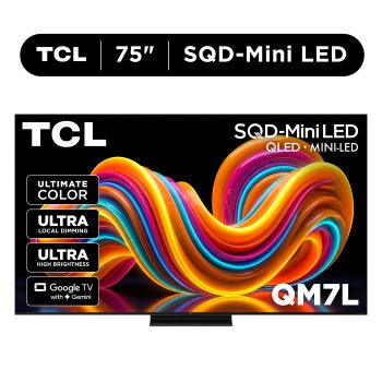 TCL 75 QM7L Series SQD-Mini LED QLED Smart Google TV (NEW 2026) - TCL Deep Color System with Super QLED, Up to LD2100 Precise Dimming Series, Up to HDR3000 Peak Nits, Bang & Olufsen Audio - 75QM7L