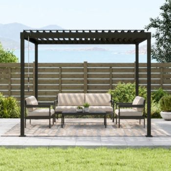 Abba Patio 10'x 10' Outdoor Pergola, 80S Steel Frame w/ Adjustable Louvers Roof for Garden, Patio, Backyard
