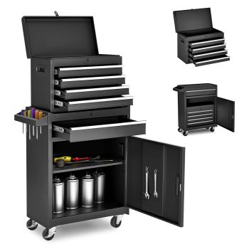 5-Drawer Rolling Tool Storage Cabinet with Detachable Top Tool Box Universal Lockable Wheels for Garage Workshop