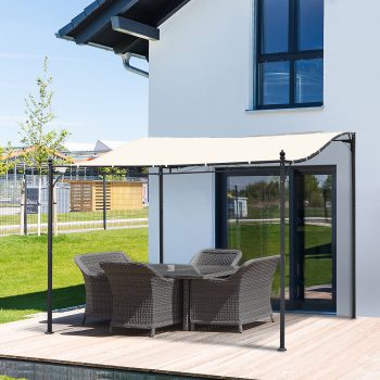 Outsunny Outdoor Pergola Gazebo, Canopy w/ Drain Holes, Cream