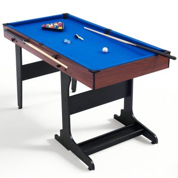 53" Folding Pool Table Set, Portable Indoor Billiard Table with Built-in Ball Storage, Cue Clips & Complete Accessories for Home, Family Game Room & Parties