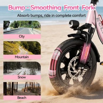 ECLIO 750W Folding Step-Through Electric Bike, 48V 14Ah Removable Battery, Up to 60 Miles, 16" Compact Ebike with Rear Rack, Front Suspension