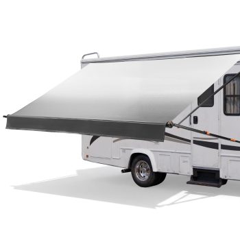 VEVOR Manual RV Awning Complete Kit, 18.12FT Retractable RV Awning with Aluminum Alloy Frame & Waterproof PVC Fabric, Outdoor Camping Trailer Awnings Fit Most RVs (18FT Type, Gradient Black)
