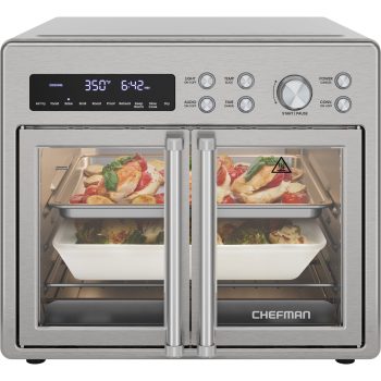 Chefman French Door 10-in-1 Toaster Oven Air Fryer, 26-Quarts, Fits 12-Inch Pizza Stainless Steel