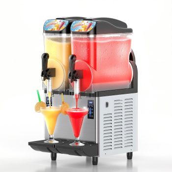 Joreek Commercial Slushy Machine 2x15L Electric Crushed Ice Maker Beverage Dispenser Built in Stirrer for Slushies, Ice Coffee & Cocktail