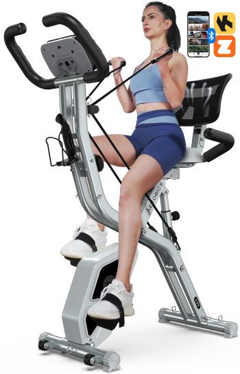 pooboo 4in1 Foldable Exercise Bike Indoor Cycling Bike Magnetic Stationary Bike Fitness Gym Workout 300lb