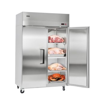 VEVOR Commercial Reach-In Freezer 48" W, 33 Cu.Ft Stainless Steel Upright Freezer with Double Glass Doors, Auto-Defrost, 6 Adjustable Shelves, -11 to 14 Temp Control, UL Certified