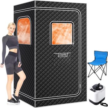 YUSAZENS Grey Foldable Personal Sauna Tent, 600D Thickened Fabric Home Sauna Box with 4L 1500W Steam Generator, Leakproof Zipper 99-Min Timer, Fast Heating Portable Indoor Spa Unit